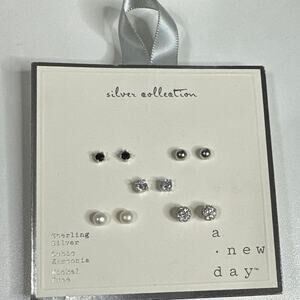 Silver Collection, A New Day Earring studs. 5 Pair sterling Silver. NWT